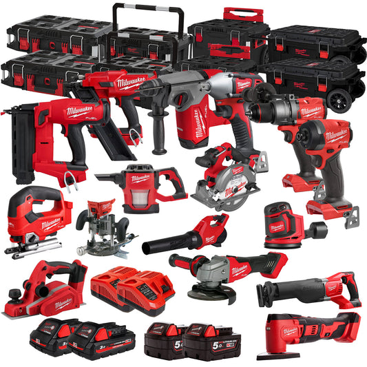 Milwaukee 18V 16 Piece Power Tool Kit with 4 x Batteries T4TKITM - 18480