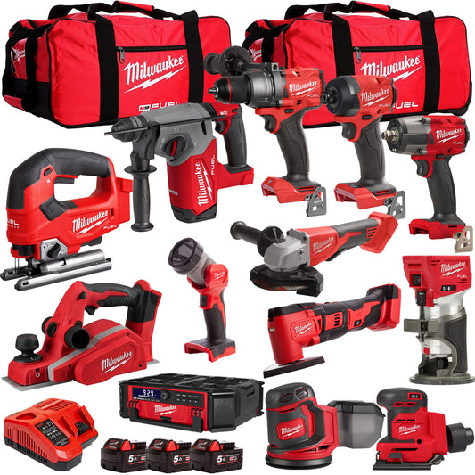 Milwaukee 18V 13 Piece Combo Kit with 3 x 5.0Ah Battery & Charger T4TKIT-32227