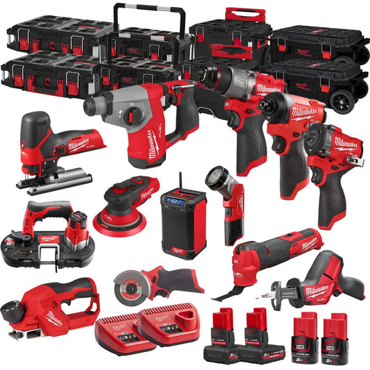 Milwaukee 12V 13 Piece Power Tool Kit with 4 x Batteries T4TKITM - 18484