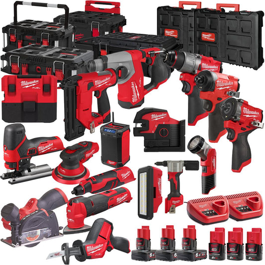 Milwaukee 12V 17 Piece Power Tool Kit with 6 x Batteries T4TKITM - 18466