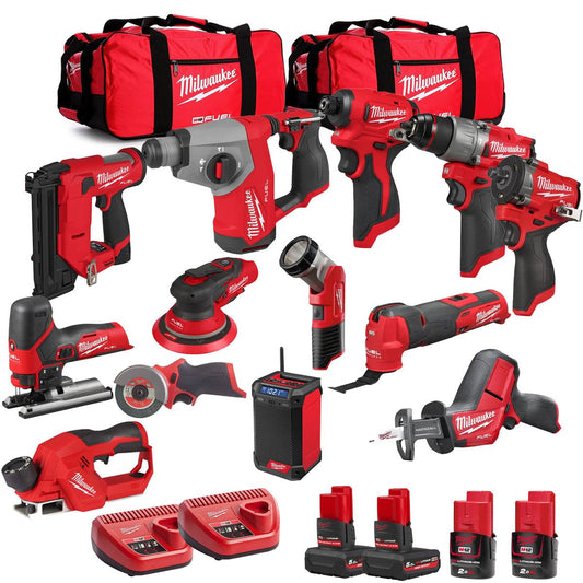 Milwaukee 12V 13 Piece Power Tool Kit with 4 x Batteries T4TKITM - 18489