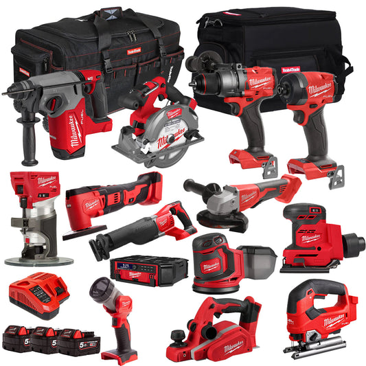 Milwaukee 18V 14 Piece Combo Kit with 3 x 5.0Ah Battery & Charger T4TKIT-32224
